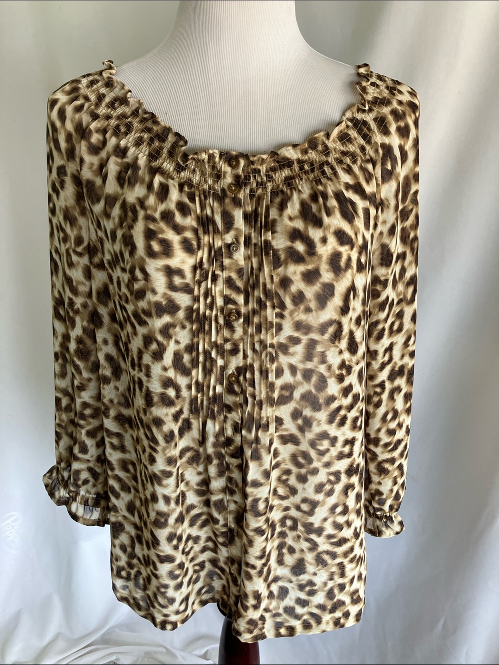 Jones New York Leopard Print Button-Front Blouse